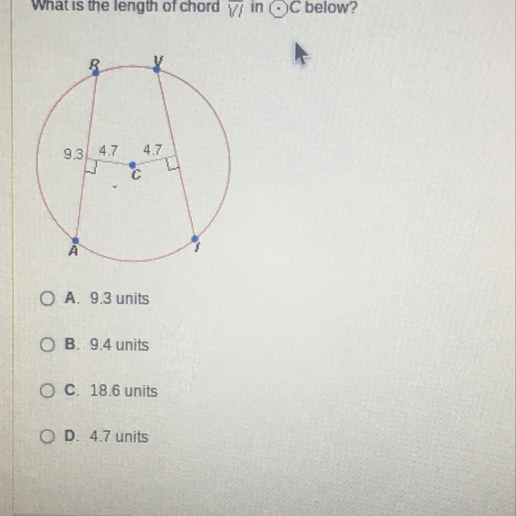 What is the length of chord vi in c below-example-1