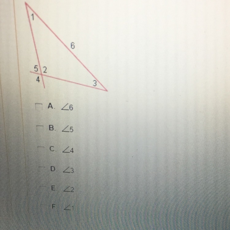 Which of the following are exterior angles? Check all that apply-example-1