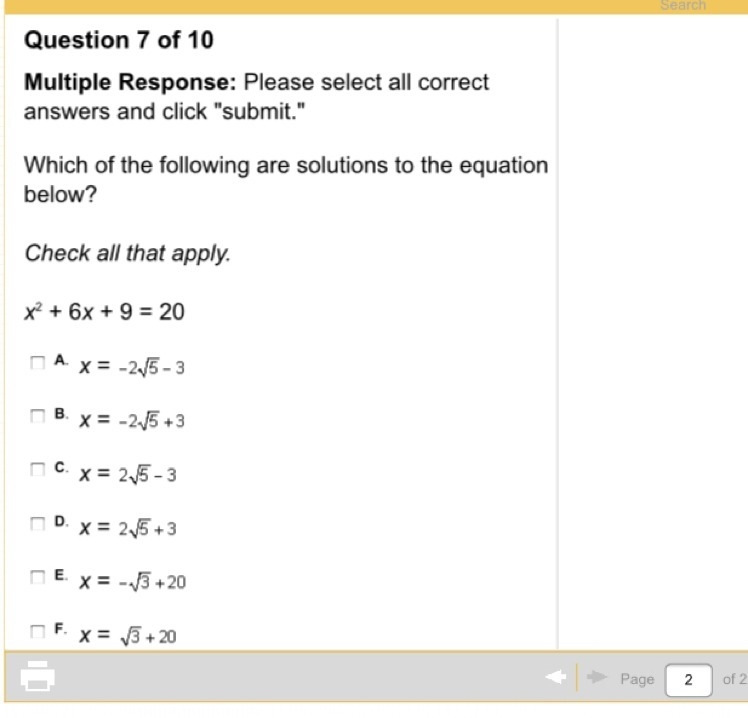 Which of the following are solutions to the equation below?-example-1