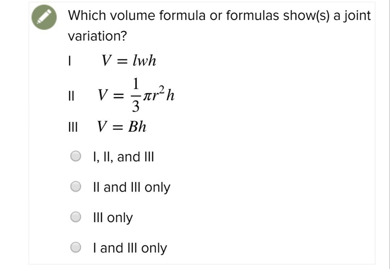 Which formula shows a joint variation?-example-1