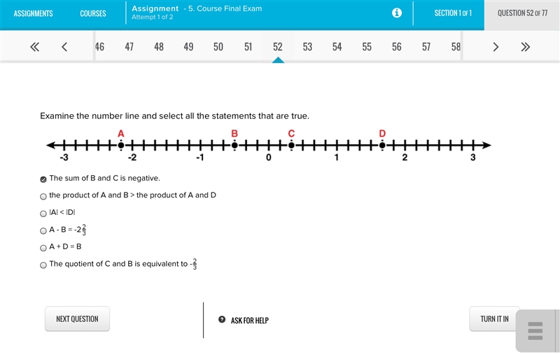 Examine the number line and select all the statements that are true-example-1