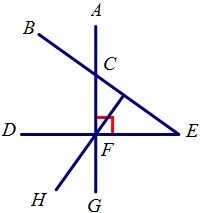 Identify a pair of vertical angles in the figure. A. ACE and BFC B. FCE and ECA C-example-1