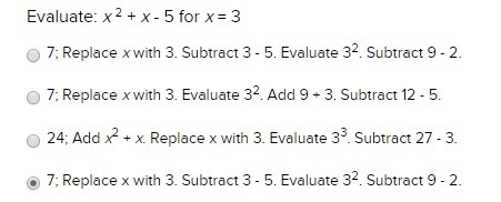 Evaluate: x^2 + x - 5 for x = 3.-example-1