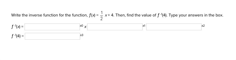 49 POINTS!!!!!!!! PLZ HELP! Write the inverse function for the function, ƒ(x) = 1/2 x-example-1