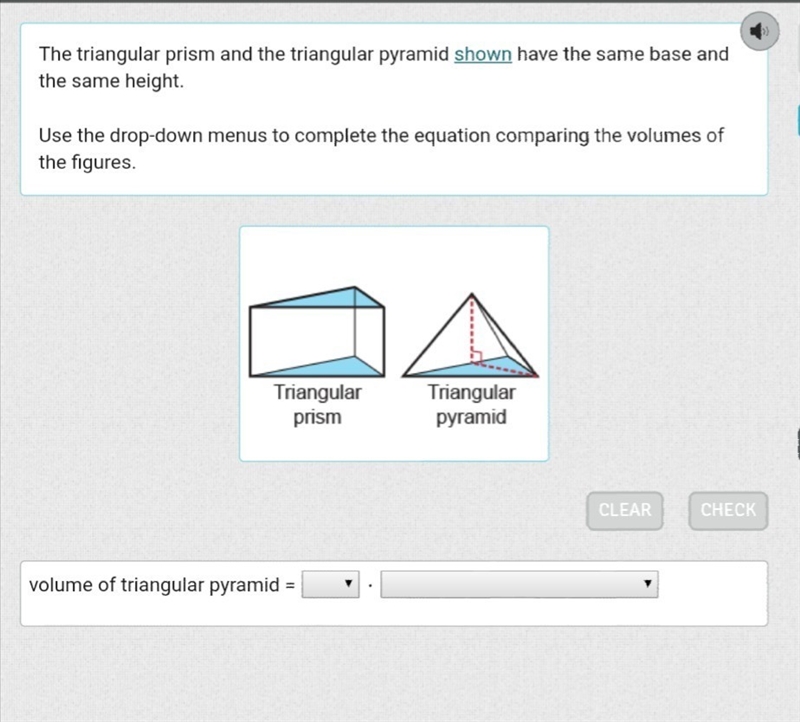 The triangular prism and the triangular pyramid shown have the same base and the same-example-1