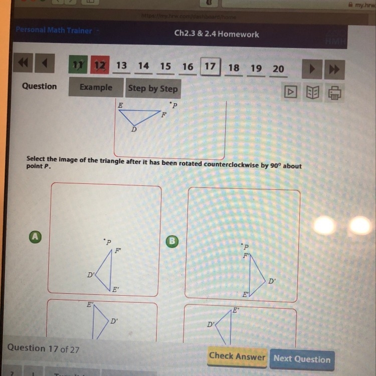 Triangle after 90 degree rotation-example-1