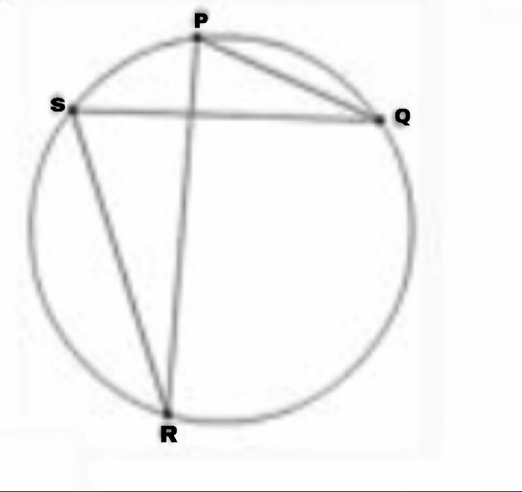 In the circle, m SRP = 5x+6 and m PQS = 9x+2. What is the value of x?-example-1