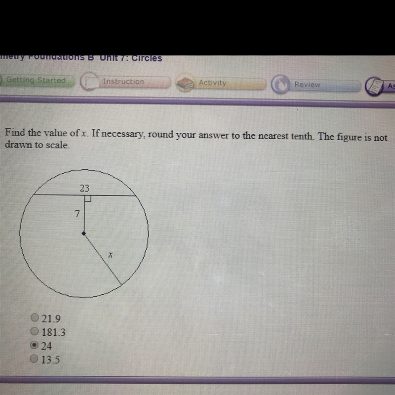 Find the value of x. If necessary, round your answer to the nearest tenth. The figure-example-1