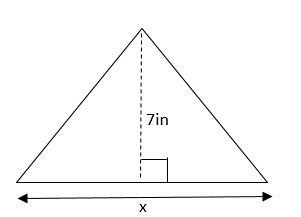 If the area of the triangle is 84 in2 squared, what is the value of x? A. 24 in B-example-1