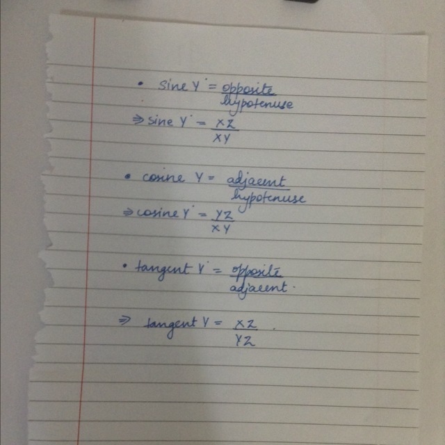 Writing Trigonometric Ratios - Consider △XYZ What are the ratios of sine, cosine, and-example-1