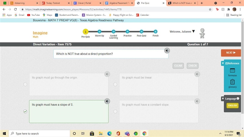 Which is NOT true about a direct proportion? A. Its graph must go through the origin-example-1