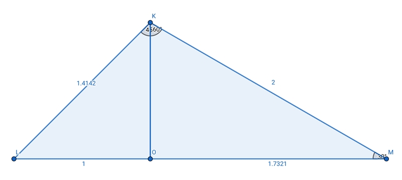 Given: △KLM, LM=20 3 m∠K=105°, m∠M=30° Find: KL and KM Could someone please explain-example-1