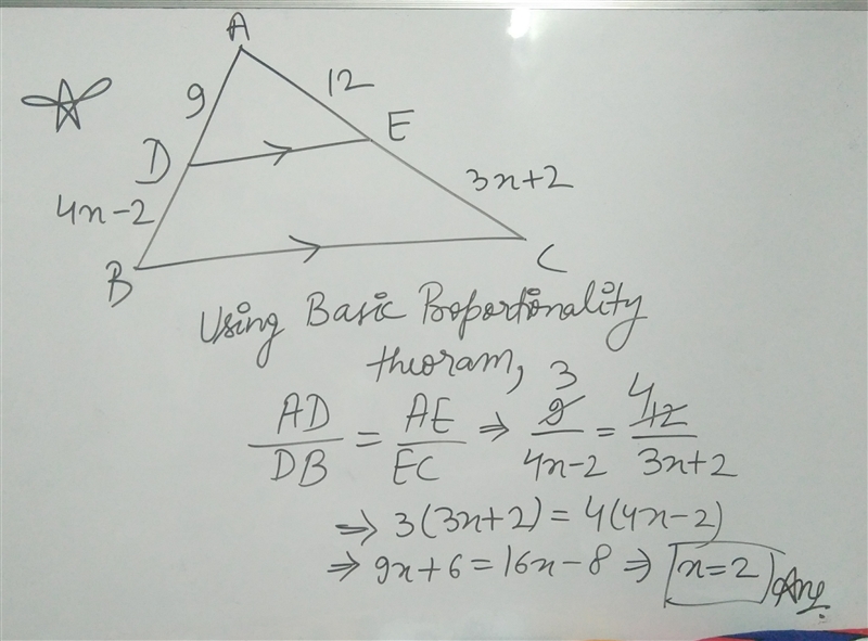 What is the value of x in the diagram a.1/2 b.4/21 c.2 d.4-example-1