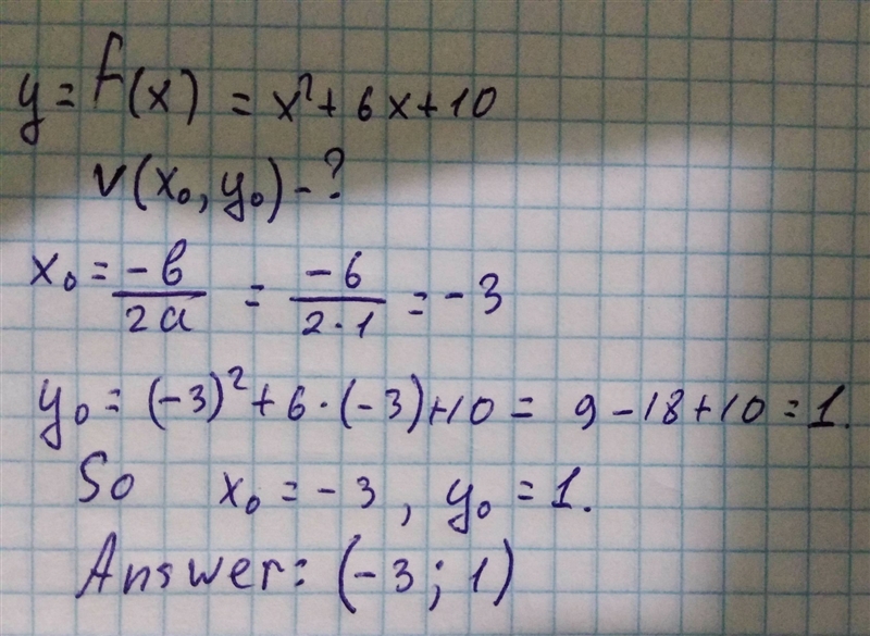 Find vertex of f(x)=x^2+6x+10-example-1