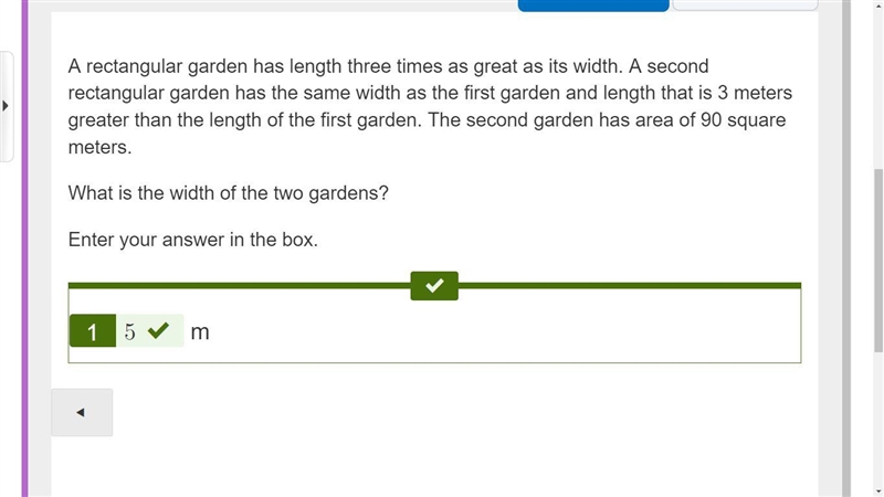 A rectangular garden has length three times as great as its width. A second rectangular-example-1