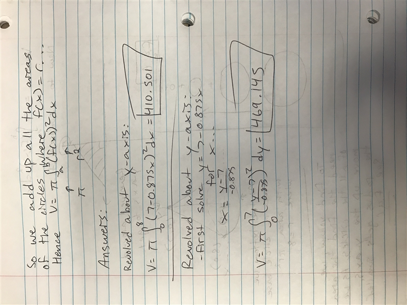 By​ integration, find the volumes of the solids generated by revolving the triangular-example-1