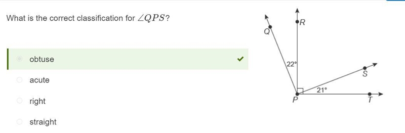 What is the correct classification for ∠QPS? right obtuse acute straight-example-1