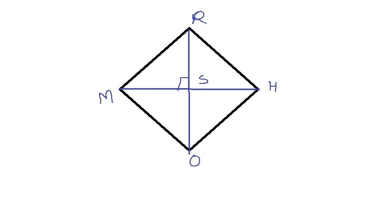 Figure RHOM is a rhombus. and are the diagonals of the rhombus, as well as angle bisectors-example-1