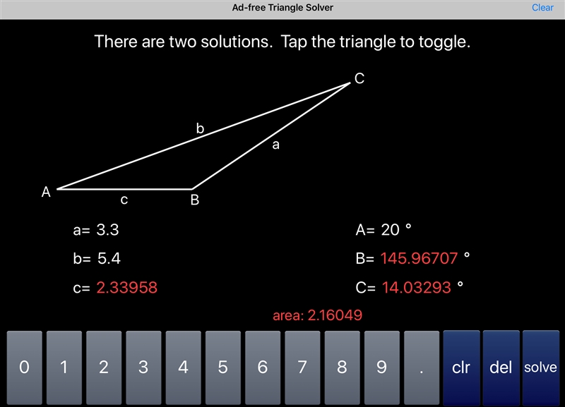 In ∆ABC, c=5.4, a= 3.3 and M less than A =20. What are the possible approximate length-example-1