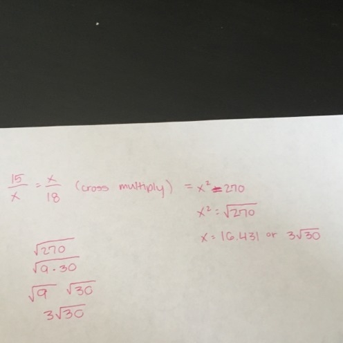 Find the geometric mean of 15 and 18. Write the exact answer.-example-1