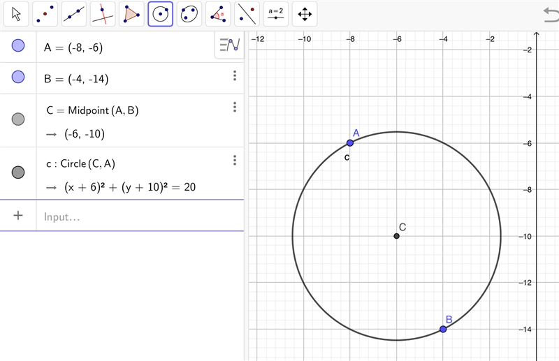 If the endpoints of the diameter of a circle are (−8, −6) and (−4, −14), what is the-example-1