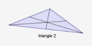 Which diagram shows the medians of a triangle? triangle 1 triangle 2 triangle 3 triangle-example-1