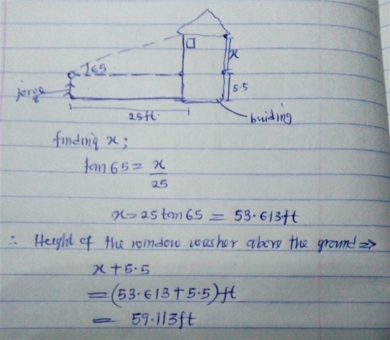 Jorge is standing at a horizontal distance of 25 feet away from a building. his eye-example-1