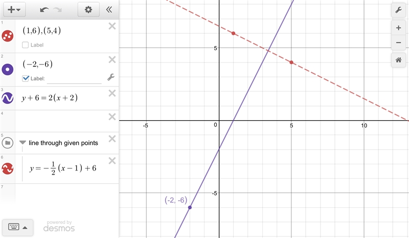 Find an equation of the line that satisfies the given conditions. Through (−2, −6); perpendicular-example-1