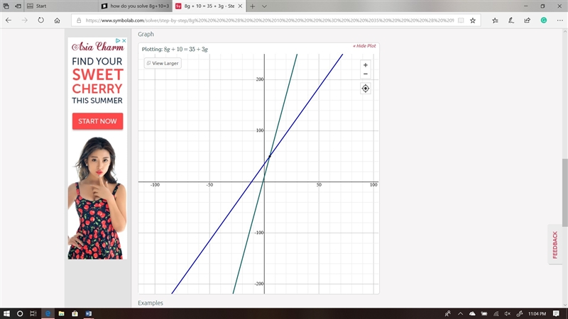 How do you solve 8g+10=35+3g?-example-1