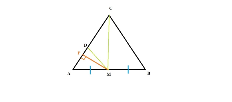 In △ABC, point M is the midpoint of AB , point D∈ AC so that AD:DC=2:5. If AABC=56 yd-example-1