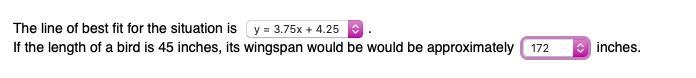 The table below shows the average lengths and wingspans, in inches, for five types-example-1