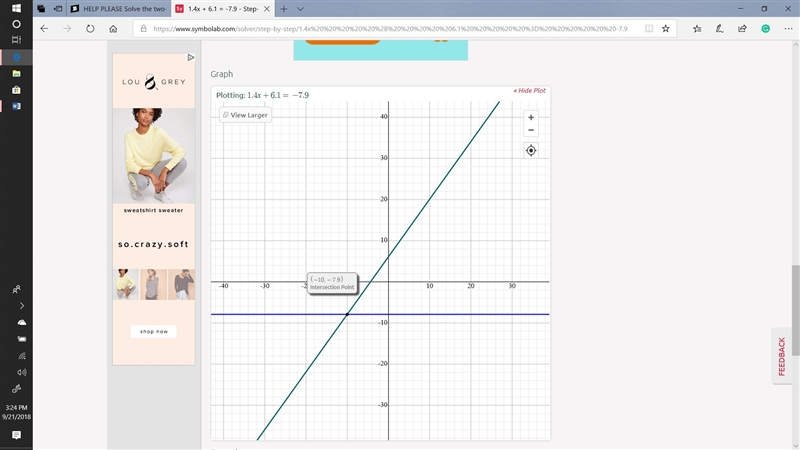 HELP PLEASE Solve the two-step equation and identify the steps.1.4x + 6.1 = –7.9 1. The-example-1