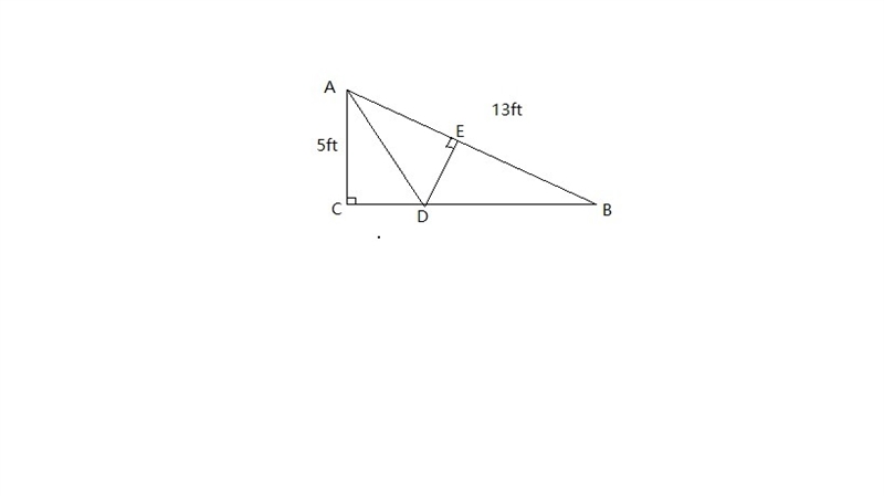 In a right triangle ΔABC, the length of leg AC = 5 ft and the hypotenuse AB = 13 ft-example-1