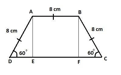 What is the area of a trapezoid ABCD with bases AB and CD , if: m∠C=m∠D=60°, AB = BC-example-1