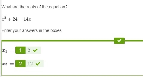 FAST HELP IS NEEDED PLZ!! What are the roots of the equation? x2+24=14x-example-1