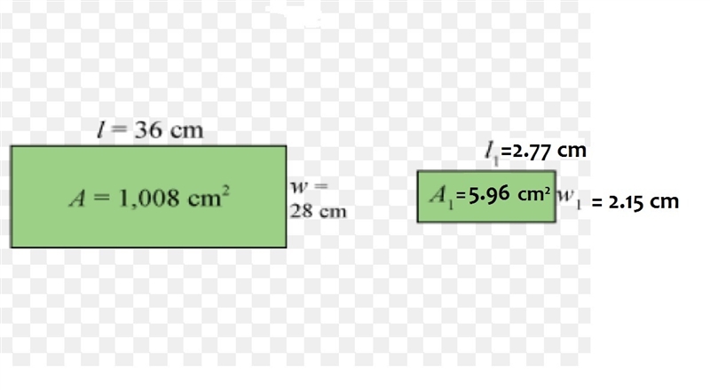 The smaller rectangle is a 13 scale drawing of the original figure. Use the drop-down-example-1