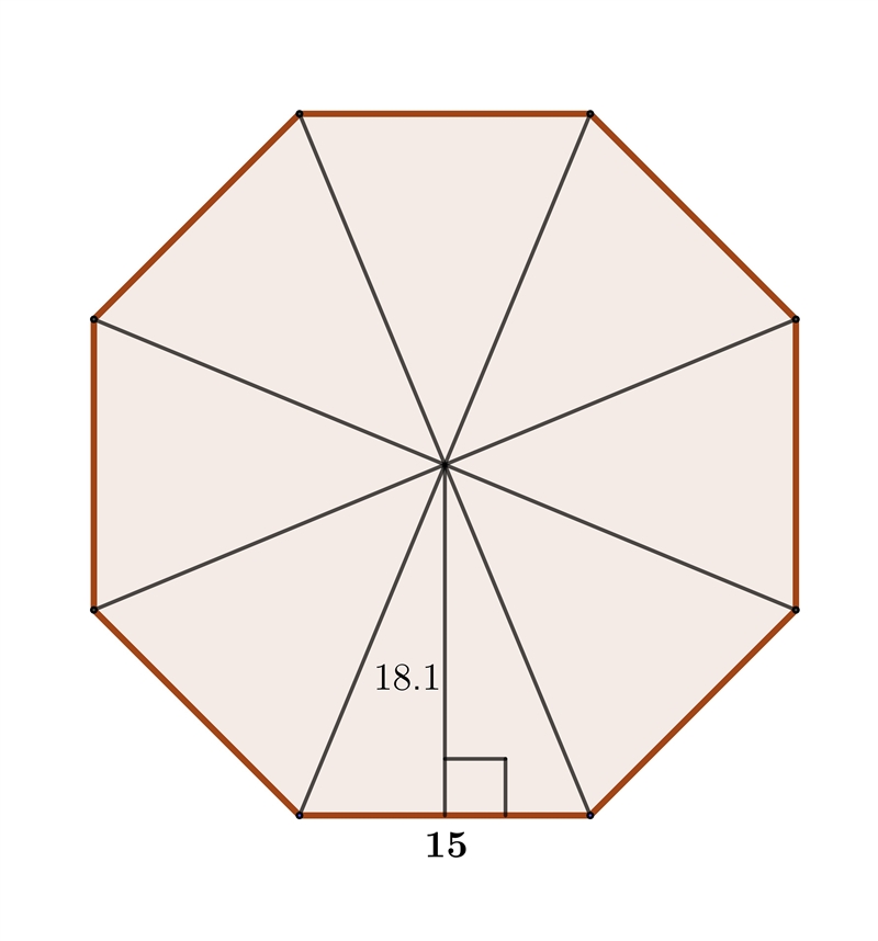 To the nearest square unit, what is the area of the regular octagon shown below-example-1