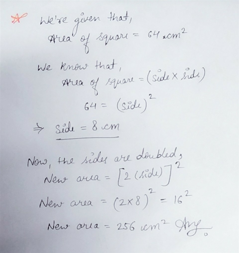 The area of a figure is 64 square centimeters. Suppose the sides of the figure are-example-1