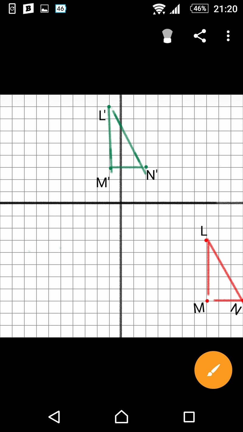 Right triangle LMN has vertices L(7, –3), M(7, –8), and N(10, –8). The triangle is-example-1