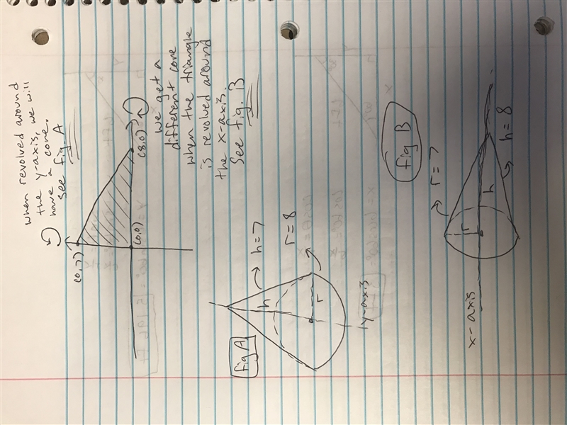 By​ integration, find the volumes of the solids generated by revolving the triangular-example-3