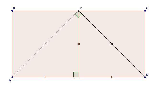 Suppose ABCD is a rectangle. Find AB and AD if point M is the midpoint of BC , AM-example-1