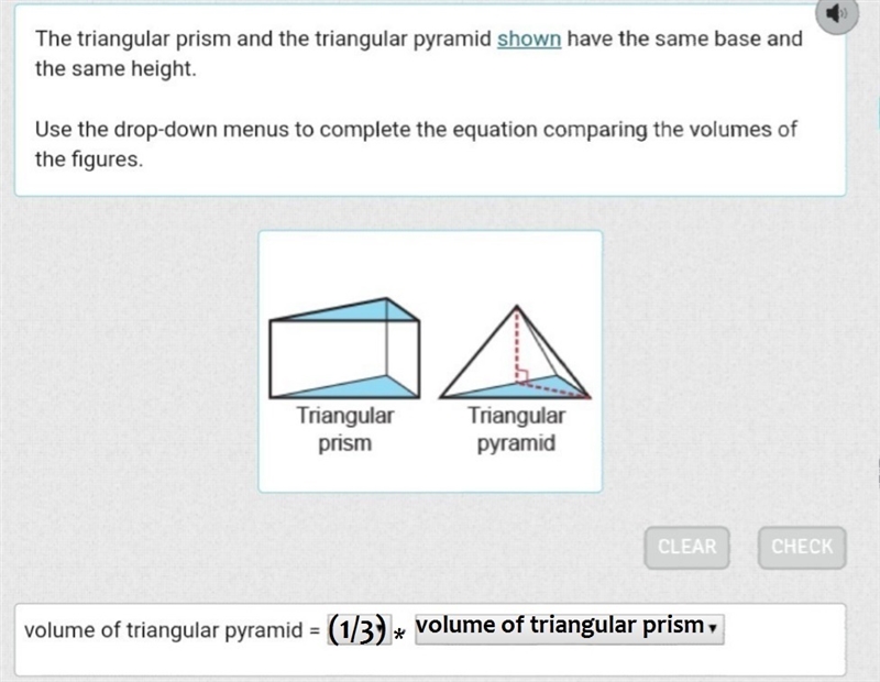 The triangular prism and the triangular pyramid shown have the same base and the same-example-1