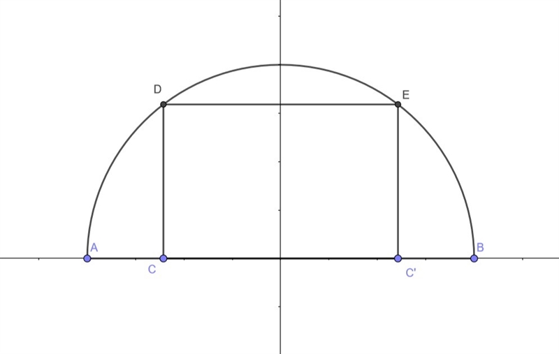 Find the rectangle of largest area that can be inscribed in a semicircle of radius-example-1