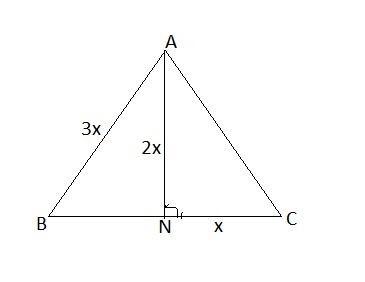 Segment AN is the altitude to side BC in ΔABC. If AB = 3NC and AN = 2NC, prove that-example-1