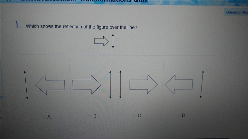 Which choice shows the reflection of the figure over the line?-example-1