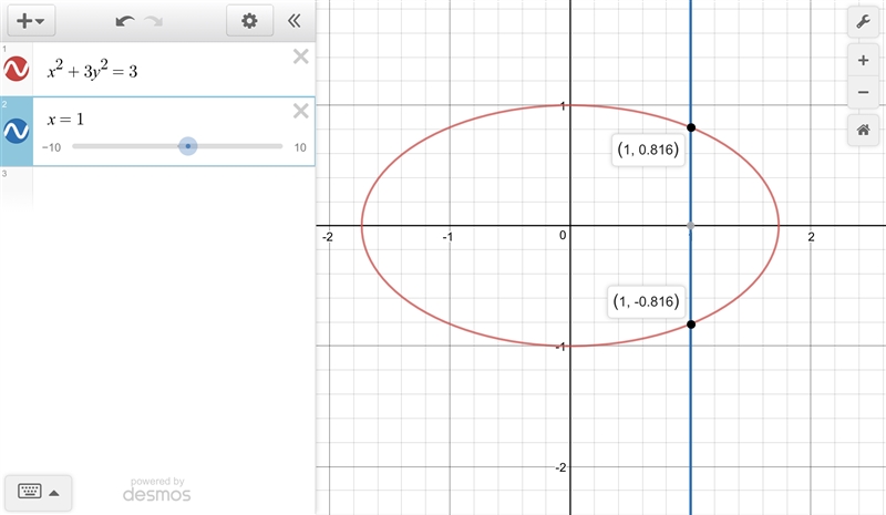 Determine if the equation x2 + 3y2 = 3 defines y as a function of x. Yes. One input-example-1