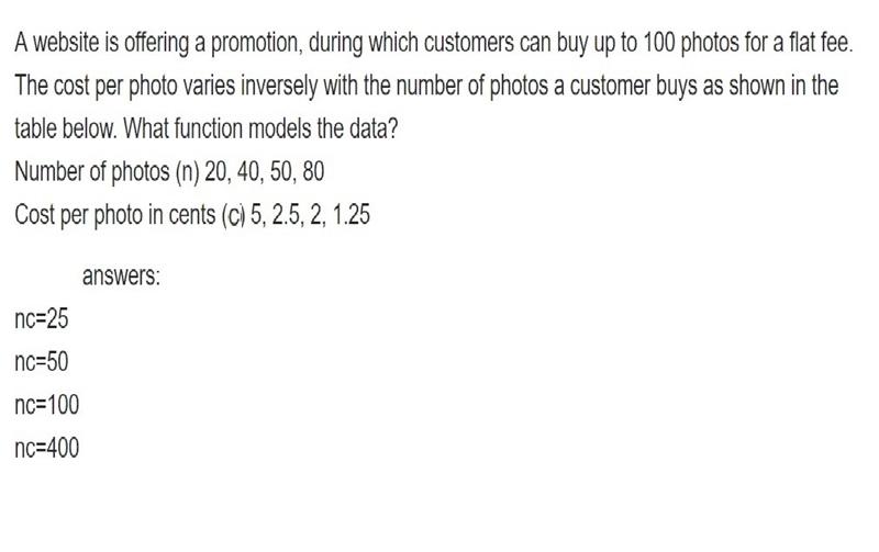 A website is offering a promotion, during which customers can buy up to 100 photos-example-1