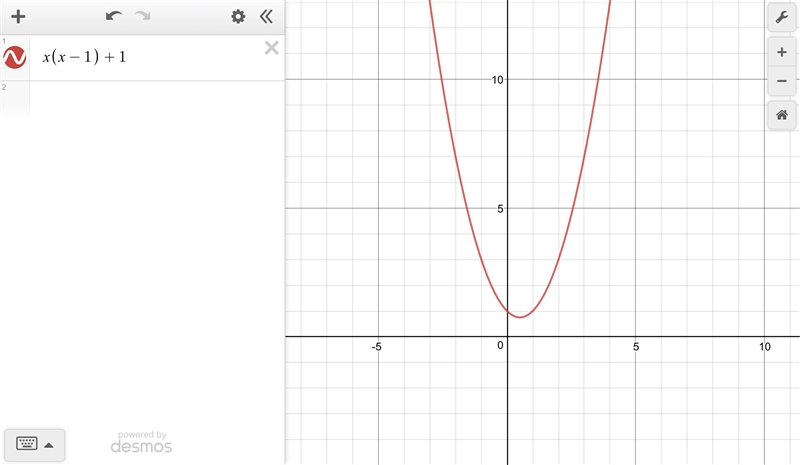 Use the drop-down menus to complete the statements about the function p(x) = x(x – 1) + 1. The-example-1