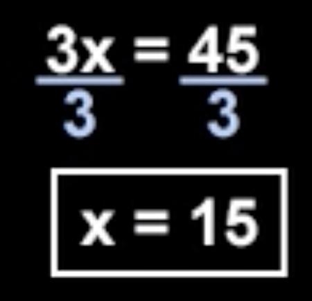 Solve the equation show your work 3x=45-example-1