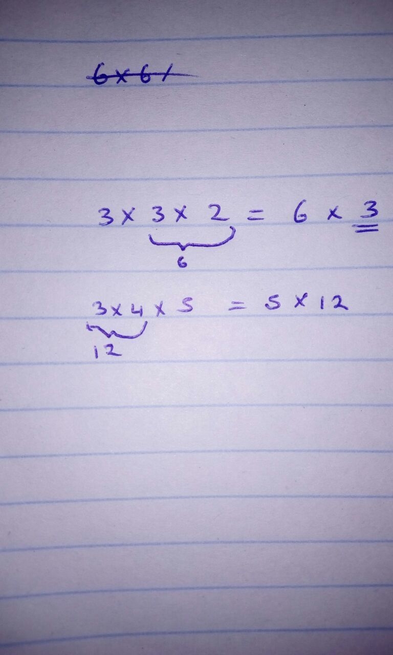 3×3×2=6× whats the answer. using associtive property-example-1